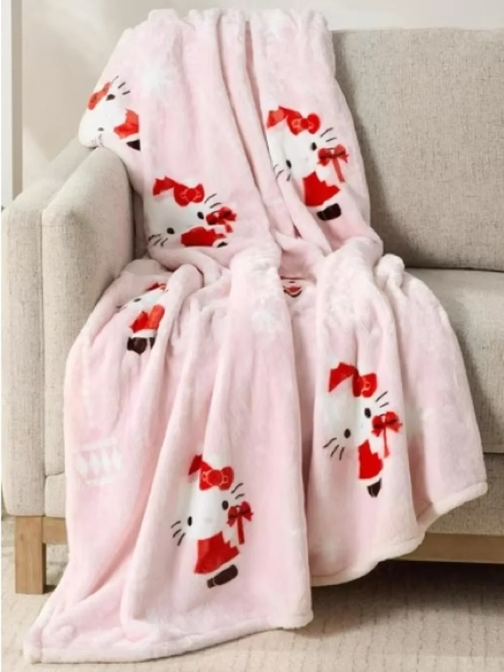 Sanrio Hello Kitty Pink Holiday Ornament Silk Touch Throw Blanket